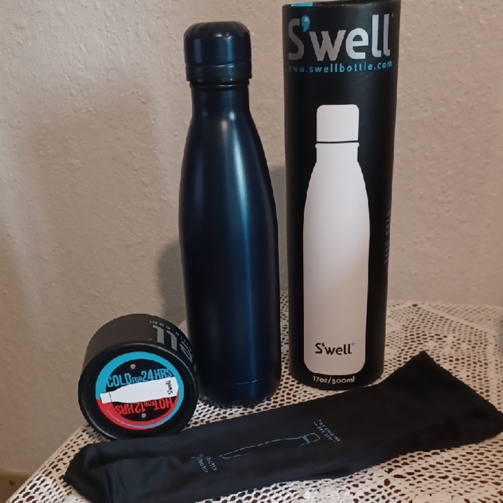 New 17 Oz S'well Blue Stainless Steel Water Bottle
